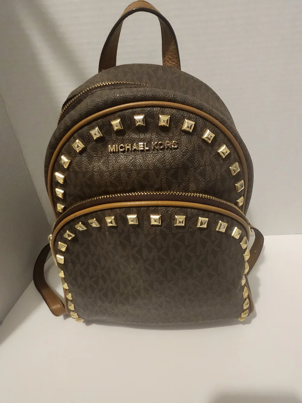 Michael Kors Brown Studded Mini Backpack